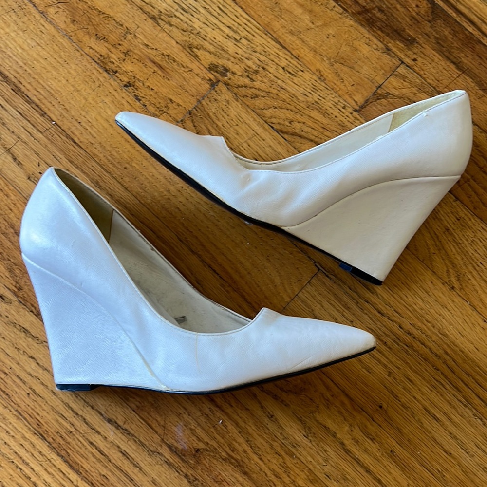 White Heeled Wedges